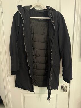 Zara Black Hooded Quilted Puffer Coat